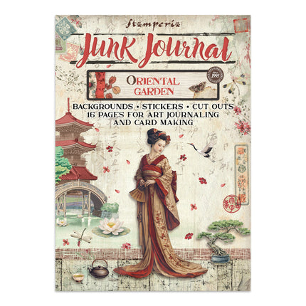 Bedrucktes Art Junk Journal: Sticker, Ausschnitte, Hintergründe für Kunst und Handwerk - Orientalischer Garten