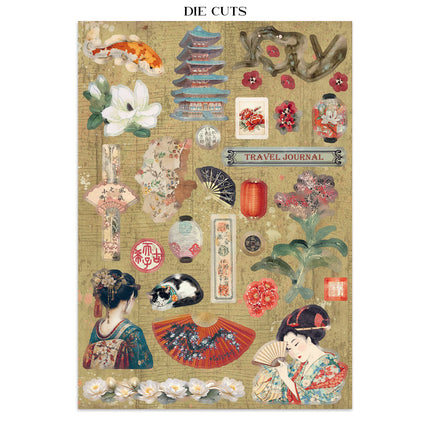 Bedrucktes Art Junk Journal: Sticker, Ausschnitte, Hintergründe für Kunst und Handwerk - Orientalischer Garten