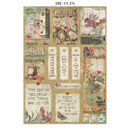 Bedrucktes Art Junk Journal: Sticker, Ausschnitte, Hintergründe für Kunst und Handwerk - Orientalischer Garten