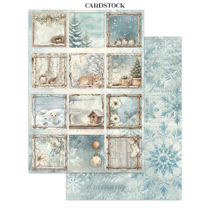 Printed Art Junk journal: stickers, cut-outs, backgrounds for Art and Craft - White Christmas
