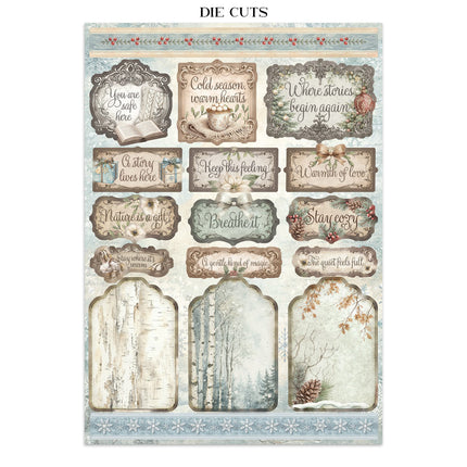 Printed Art Junk journal: stickers, cut-outs, backgrounds for Art and Craft - White Christmas