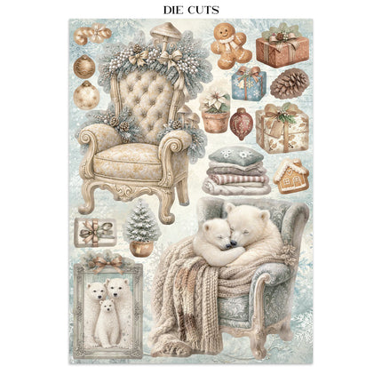 Printed Art Junk journal: stickers, cut-outs, backgrounds for Art and Craft - White Christmas