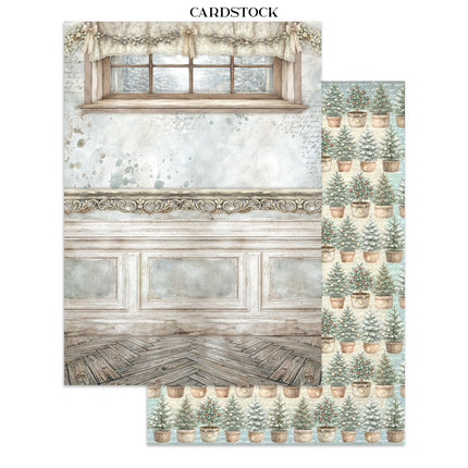 Printed Art Junk journal: stickers, cut-outs, backgrounds for Art and Craft - White Christmas
