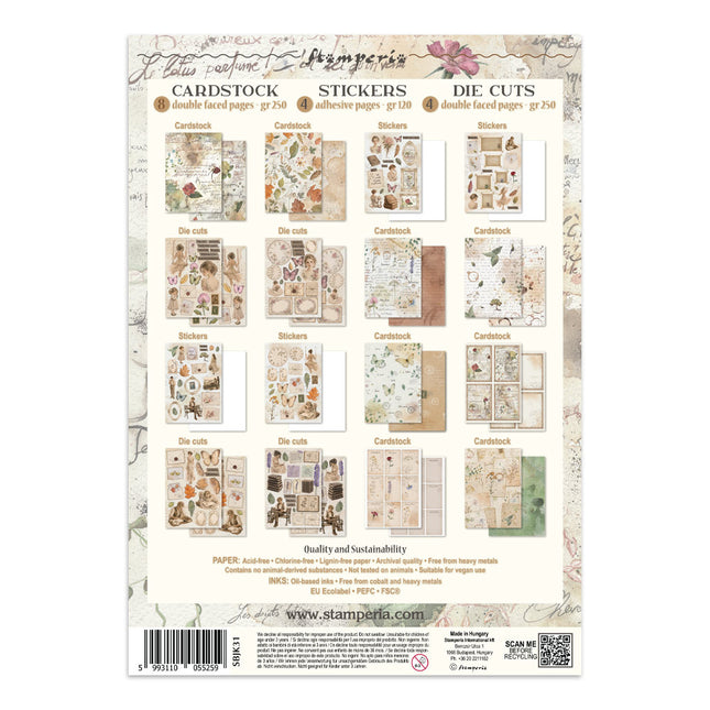 Printed Art Junk journal: stickers, cut-outs, backgrounds for Art and Craft - Flowers and Poems