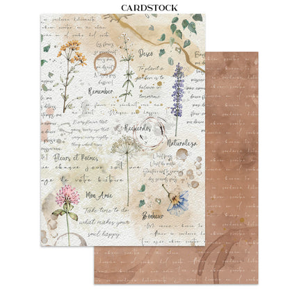 Printed Art Junk journal: stickers, cut-outs, backgrounds for Art and Craft - Flowers and Poems