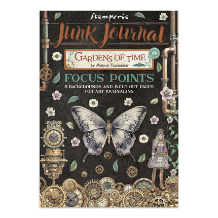 Bedruckte Art Junk Journal Fokus-Punkte für Kunst und Handwerk A5 - Gärten der Zeit