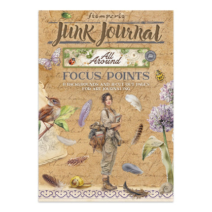 Bedrucktes Art Junk Journal Fokus-Punkte für Kunst und Basteln A5 - Rundum