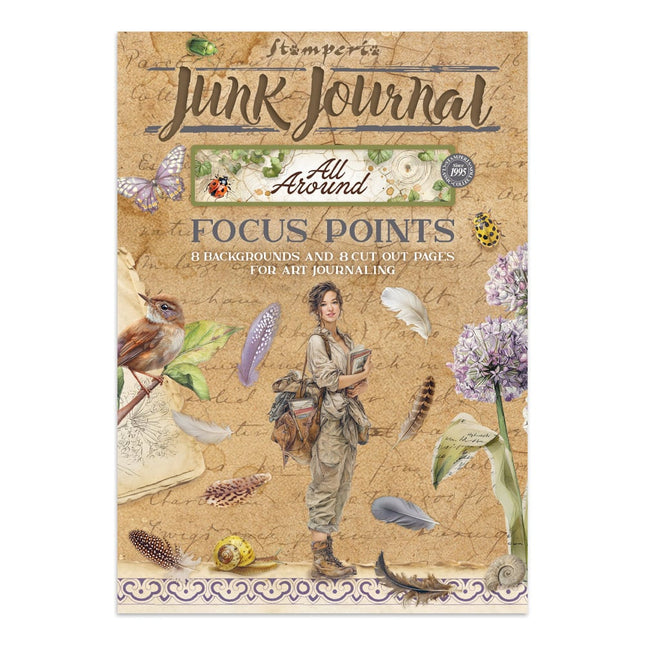 Bedrucktes Art Junk Journal Fokus-Punkte für Kunst und Basteln A5 - Rundum