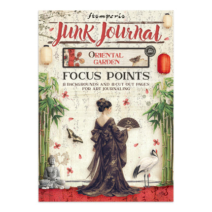 Bedruckte Art Junk Journal Fokus-Punkte für Kunst und Handwerk A5 - Orientalischer Garten