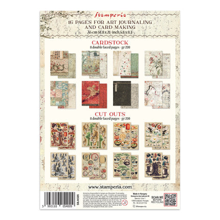 Bedruckte Art Junk Journal Fokus-Punkte für Kunst und Handwerk A5 - Orientalischer Garten