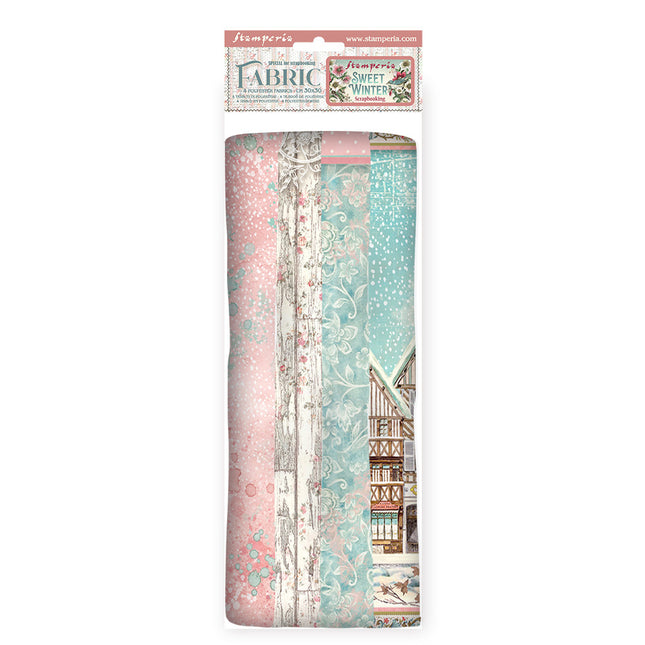 Pack 4 Stoffblätter cm 30x30 - Süßer Winter