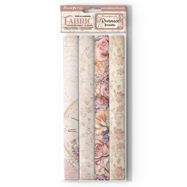 Pack 4 Stoffblätter cm 30x30 - Romance Forever
