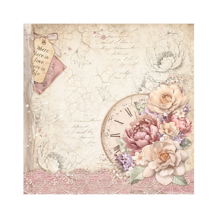 Pack 4 Stoffblätter cm 30x30 - Romance Forever