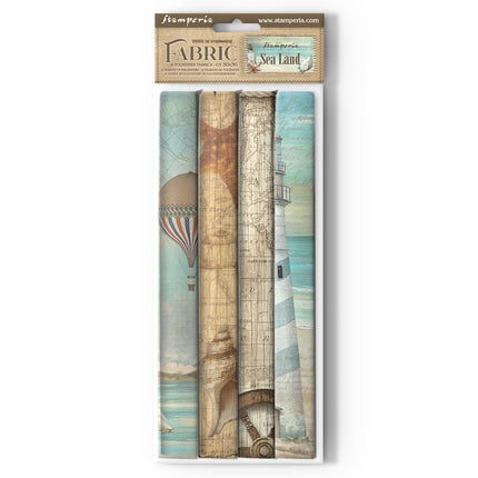 Packung 4 Stoffblätter 30x30 cm - Sea Land