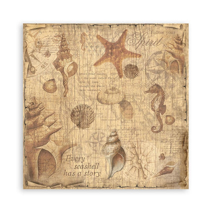 Packung 4 Stoffblätter 30x30 cm - Sea Land