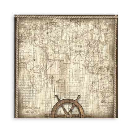 Packung 4 Stoffblätter 30x30 cm - Sea Land