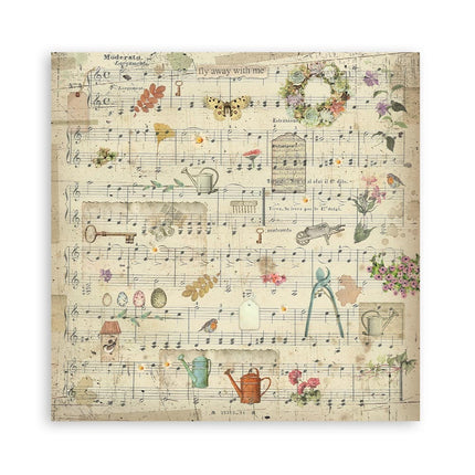 Pack 4 Stoffblätter 30x30 cm - Garten