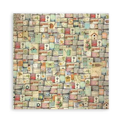 Pack 4 Stoffblätter 30x30 cm - Garten