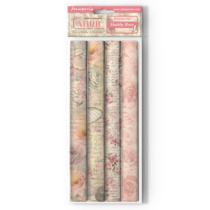 Packung 4 Stoffblätter cm 30x30 - Shabby Rose
