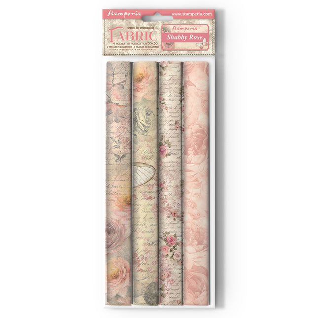 Packung 4 Stoffblätter cm 30x30 - Shabby Rose