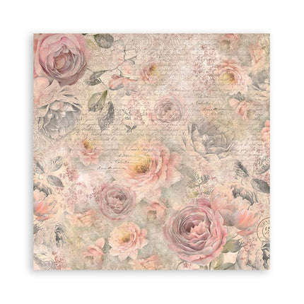 Packung 4 Stoffblätter cm 30x30 - Shabby Rose