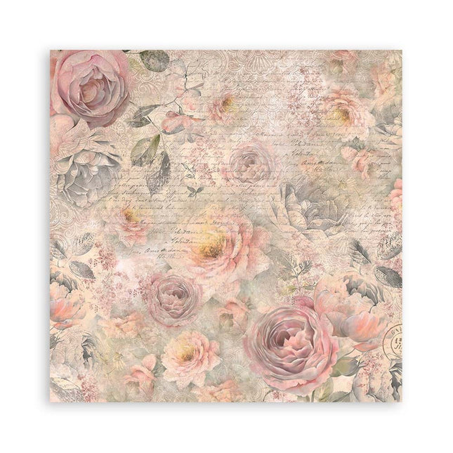 Packung 4 Stoffblätter cm 30x30 - Shabby Rose