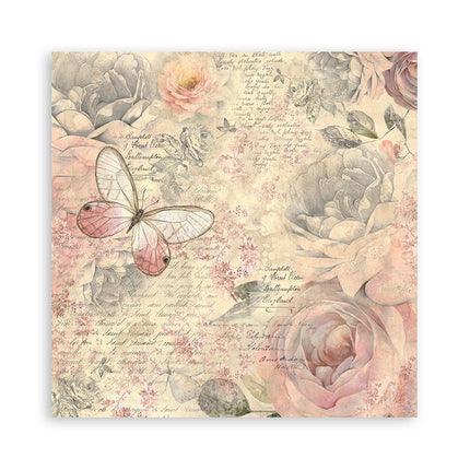Packung 4 Stoffblätter cm 30x30 - Shabby Rose