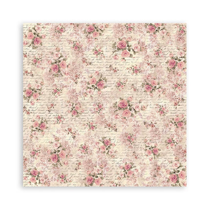 Packung 4 Stoffblätter cm 30x30 - Shabby Rose