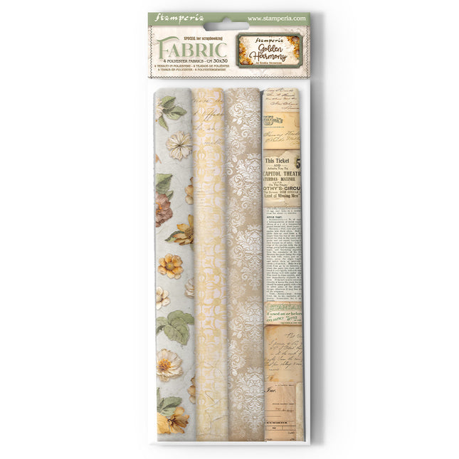 Packung 4 Stoffblätter cm 30x30 - Golden Harmony