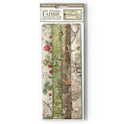 Packung 4 Stoffblätter 30x30 cm - Wald