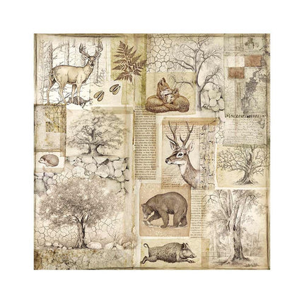 Packung 4 Stoffblätter 30x30 cm - Wald