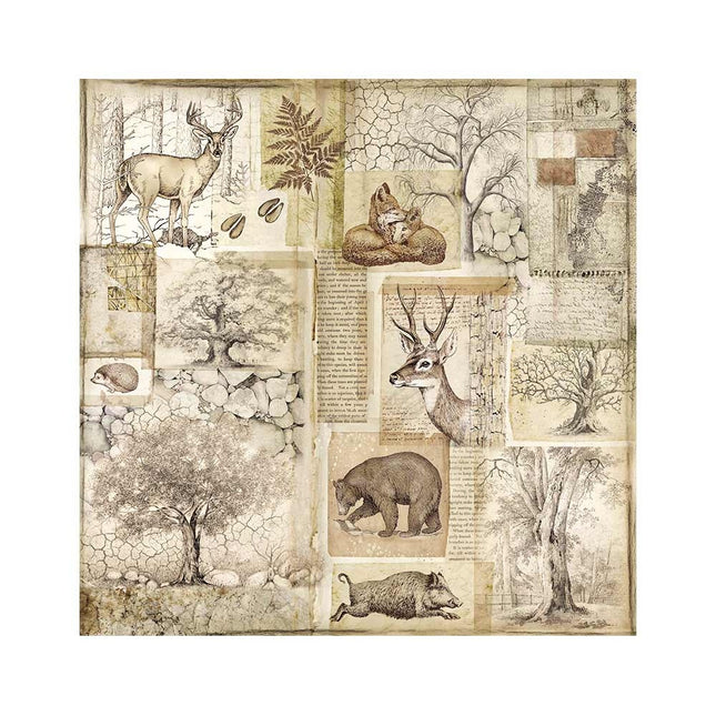 Packung 4 Stoffblätter 30x30 cm - Wald