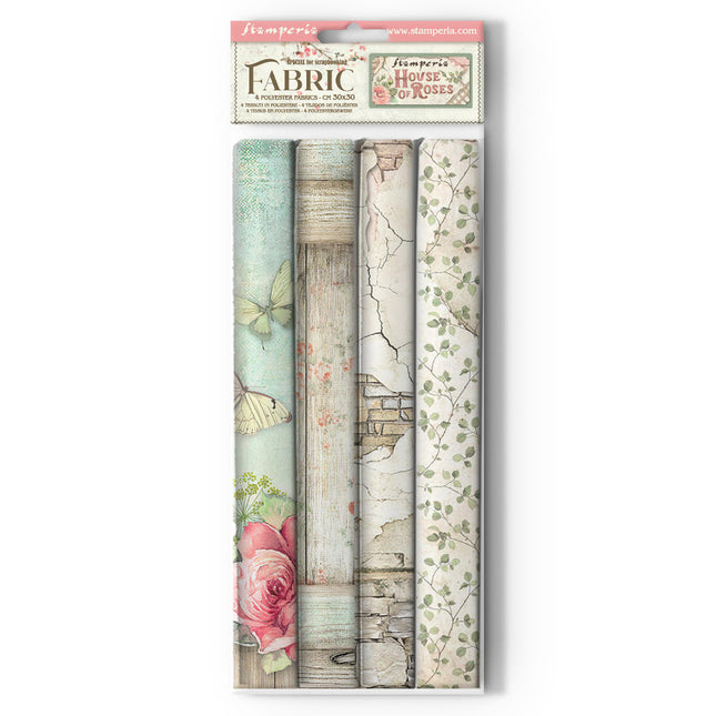 Packung mit 4 Stoffbögen, 30x30 cm - House of Roses