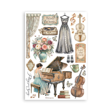 Bedrucktes Washi-Pad für Kunst und Handwerk A5 8 Blätter - Symphony