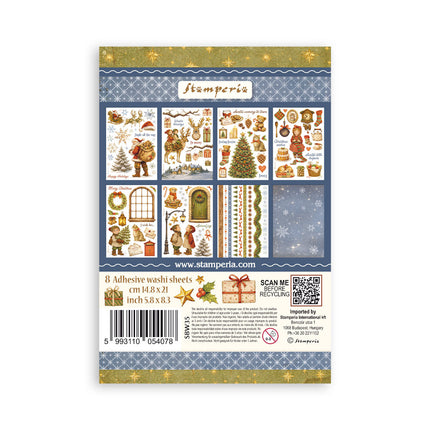 Printed Washi pad for Art and Craft A5 8 sheets - Silent Night