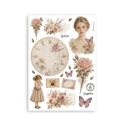 Printed Washi pad for Art and Craft A5 8 sheets - Flowers and Poems