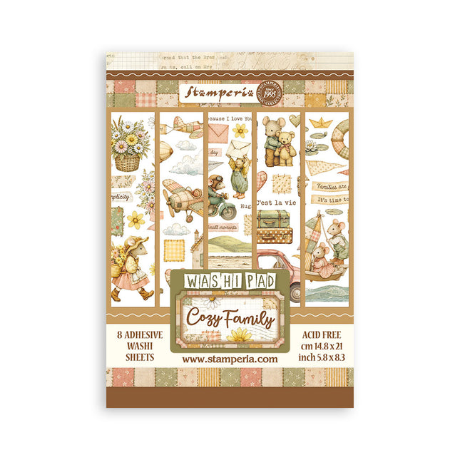 Printed Washi pad for Art and Craft A5 8 sheets - Cozy Family