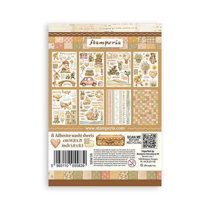 Printed Washi pad for Art and Craft A5 8 sheets - Cozy Family