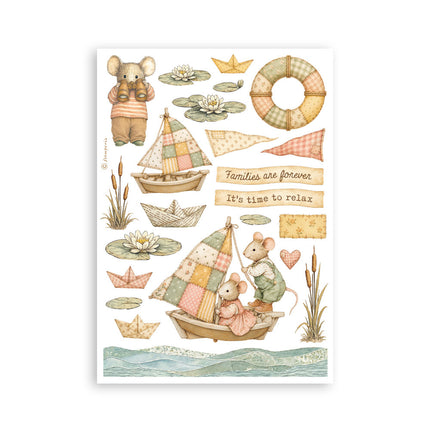 Printed Washi pad for Art and Craft A5 8 sheets - Cozy Family