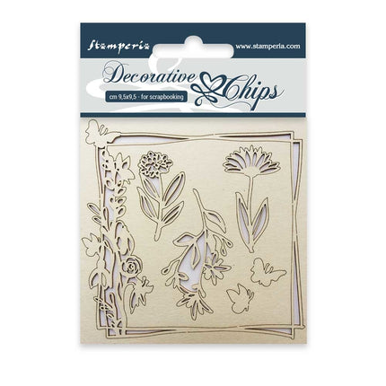Dekorative Chips cm 9,5x9,5 Blumen und Schmetterling