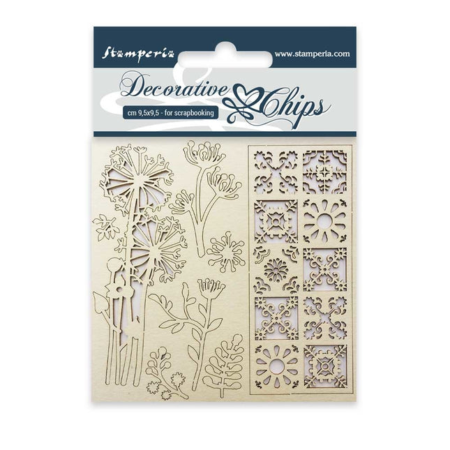Dekorative Chips cm 9,5x9,5 Blumen und Märchen