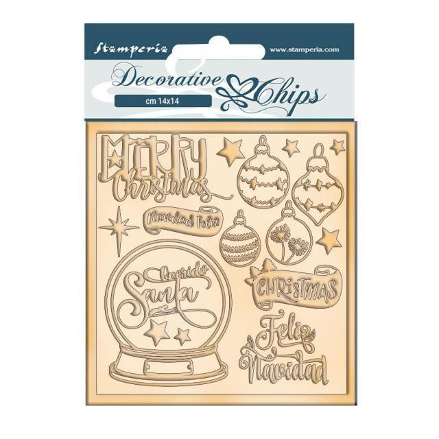 Dekorative Chips cm 14x14 - Weihnachtsrose