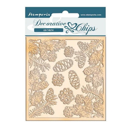 Dekorative Chips cm 14x14 - Romantische Weihnachts-Zapfen