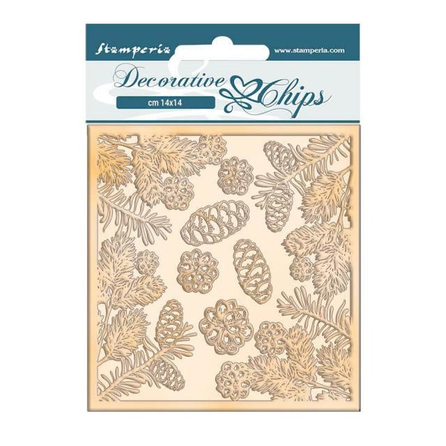 Dekorative Chips cm 14x14 - Romantische Weihnachts-Zapfen