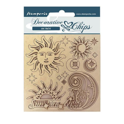 Dekorative Chips 14x14 cm - Alchemie Sonne und Mond