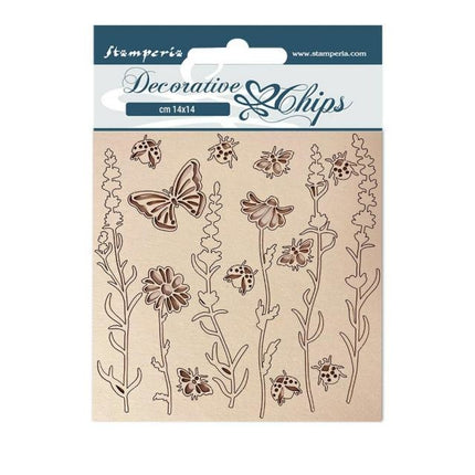 Dekorative Chips 14x14 cm - Provence Blumen und Schmetterlinge