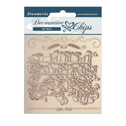 Dekorative Chips 14x14 cm - Romantic Garden House Kalligraphie
