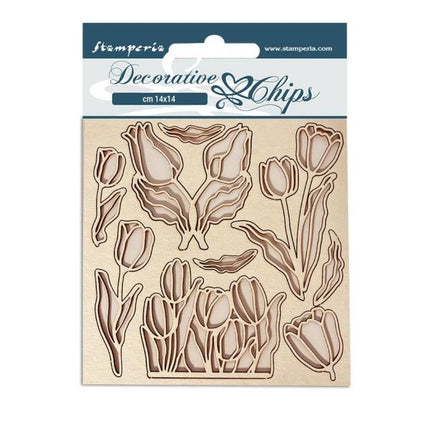 Dekorative Chips 14x14 cm - Romantic Garden House Blumen