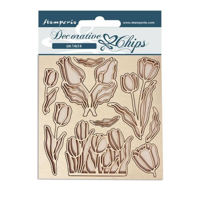 Dekorative Chips 14x14 cm - Romantic Garden House Blumen