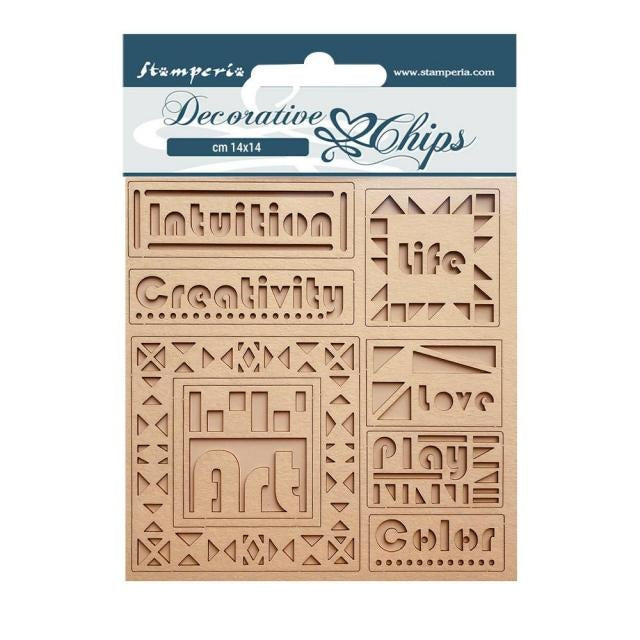 Dekorative Chips 14x14 cm - Bauhaus Schriftzüge